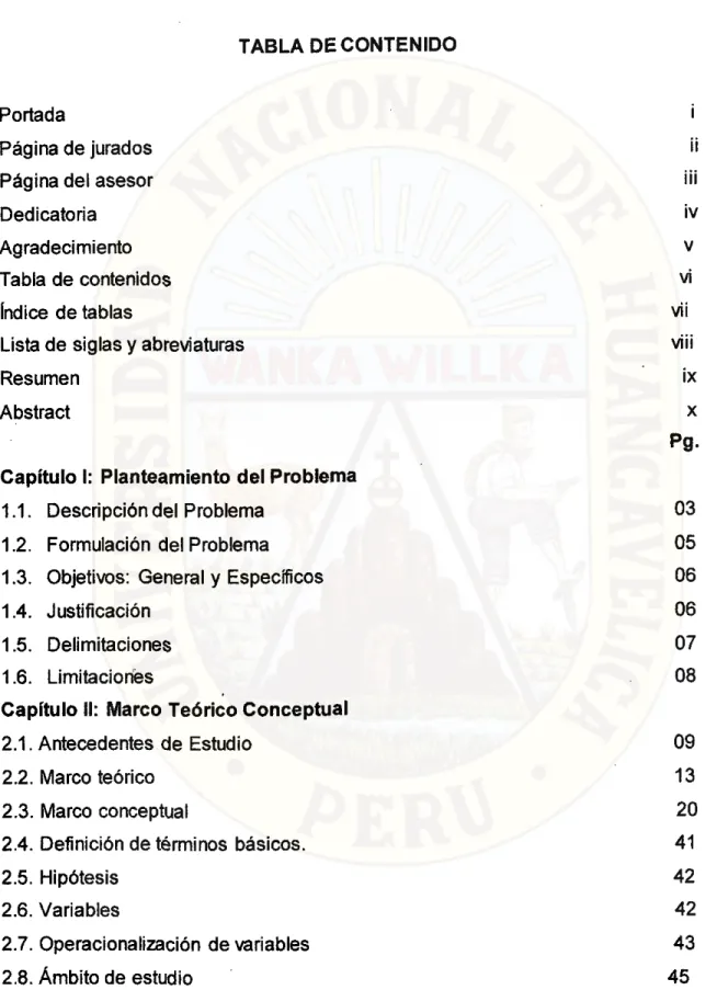 TABLA DE CONTENIDO 