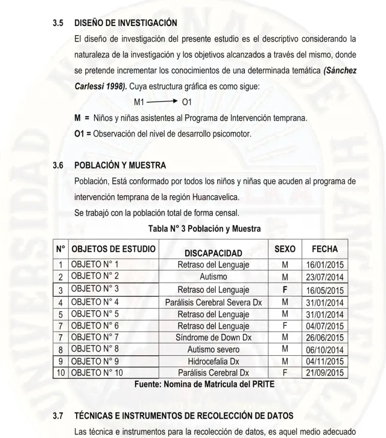 Tabla N° 3 Población y Muestra 