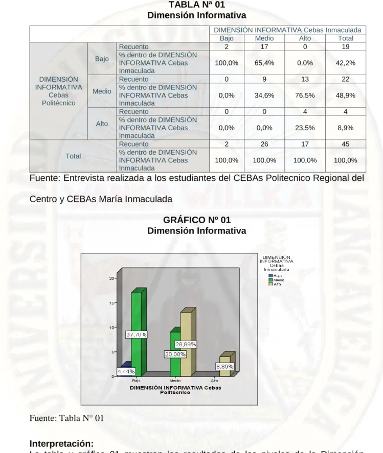 GRÁFICO Nº 01  Dimensión Informativa 