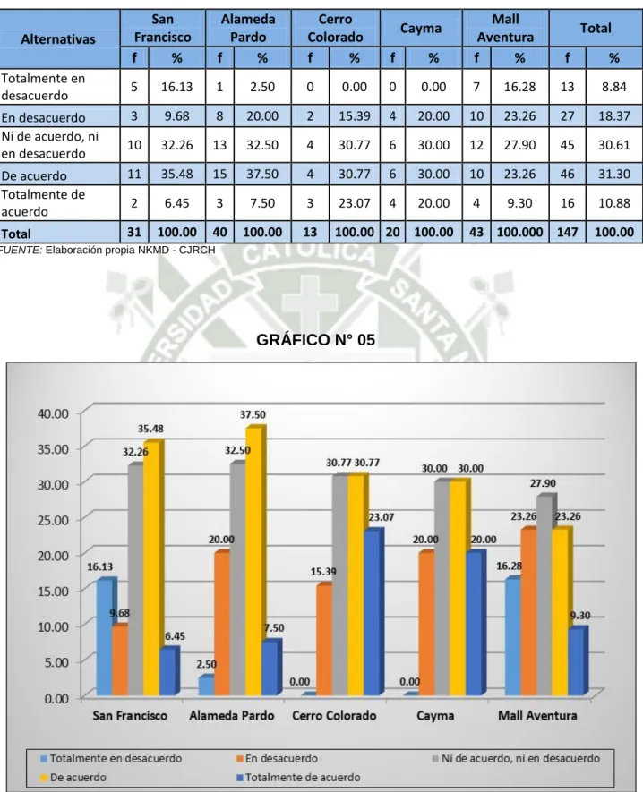 GRÁFICO N° 05 