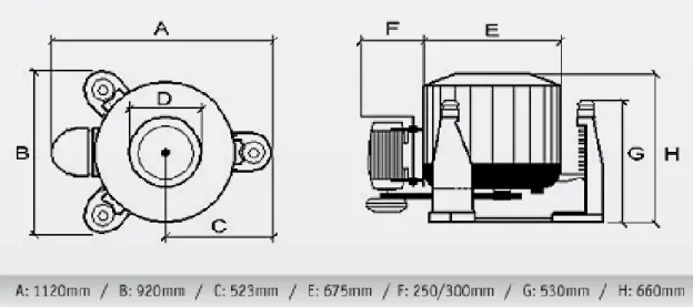Fig. 6  Dimensiones de una Centrifuga 