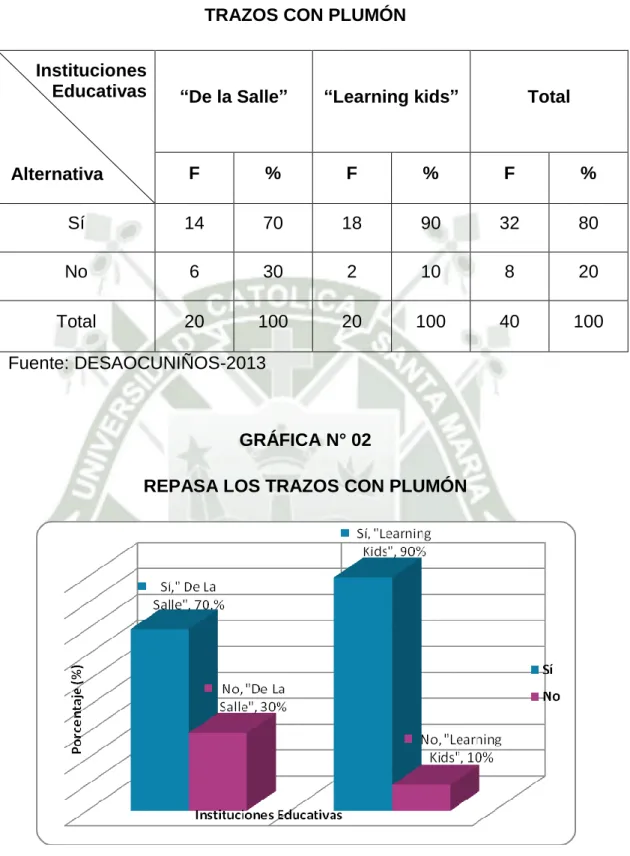 CUADRO N° 06  TRAZOS CON PLUMÓN  Instituciones                           