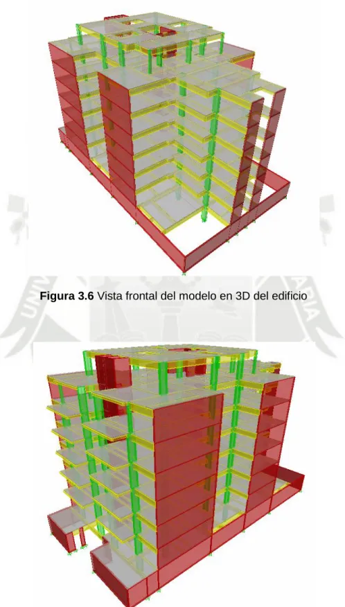 Figura 3.7 Vista lateral del modelo en 3D del edificio 