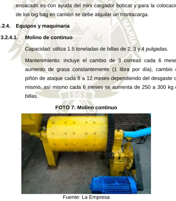 FOTO 7: Molino continuo 