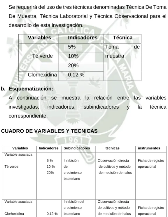 CUADRO DE VARIABLES Y TECNICAS