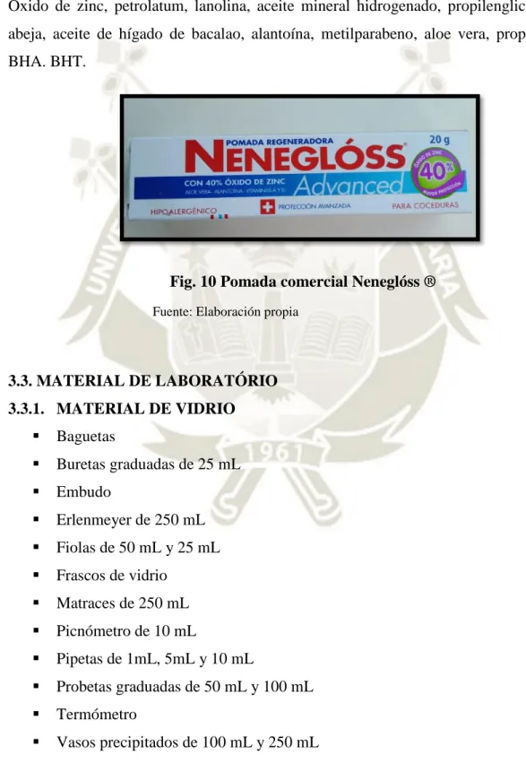 Fig. 10 Pomada comercial Neneglóss ® 