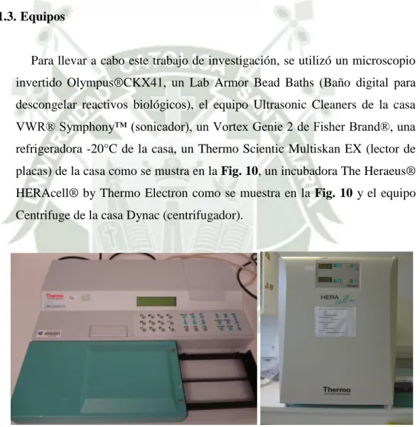 Fig. 10 Thermo Scientic Multiskan EX (lector de placas), incubadora The         Heraeus® HERAcell® by Thermo Electron