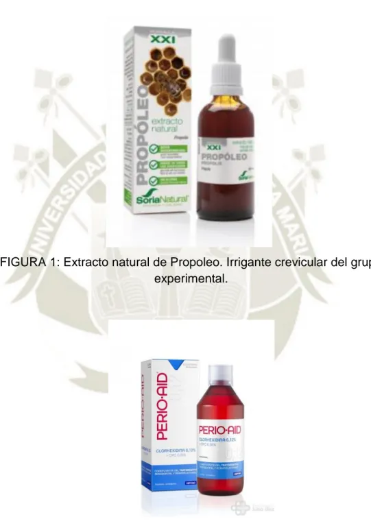 FIGURA 1: Extracto natural de Propoleo. Irrigante crevicular del grupo  experimental. 