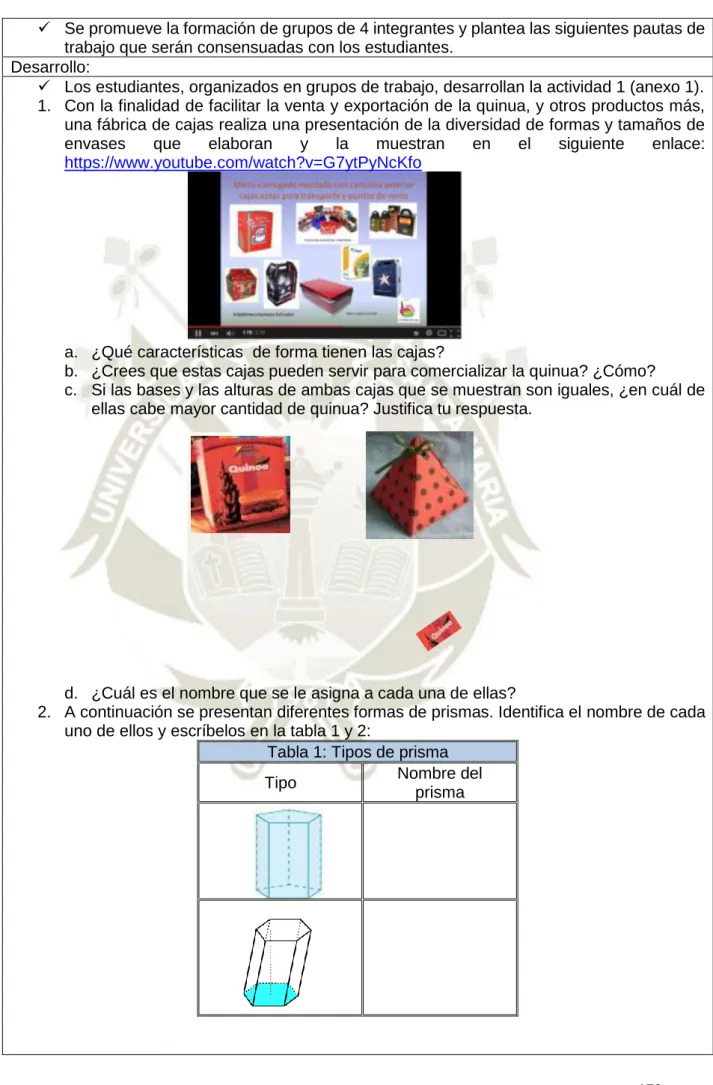 Tabla 1: Tipos de prisma 