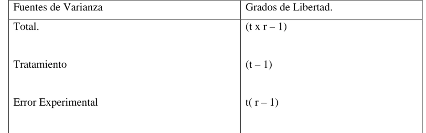 CUADRO 5.  ESQUEMA DE ANÁLISIS DE VARIANZA. 