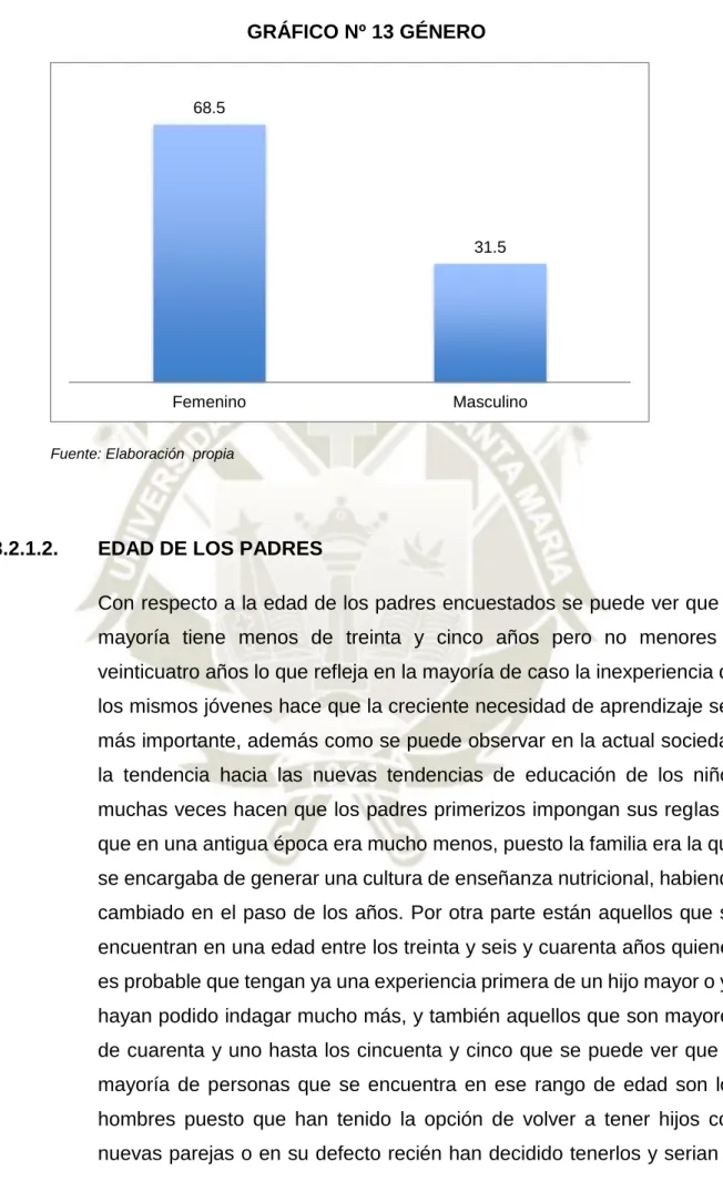 GRÁFICO Nº 13 GÉNERO 