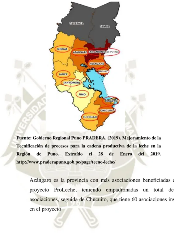 Figura 3: Mapa de localización, ámbito de intervención del programa TecnoLeche 