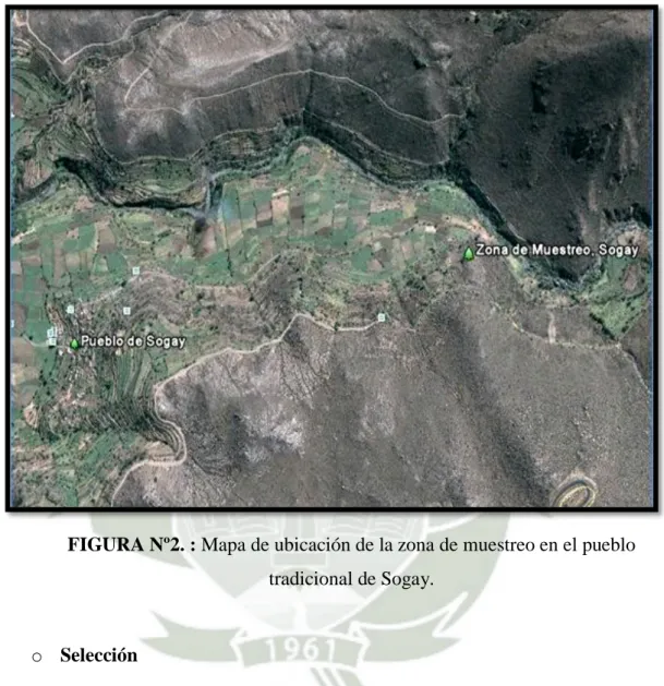 FIGURA Nº2. : Mapa de ubicación de la zona de muestreo en el pueblo  tradicional de Sogay