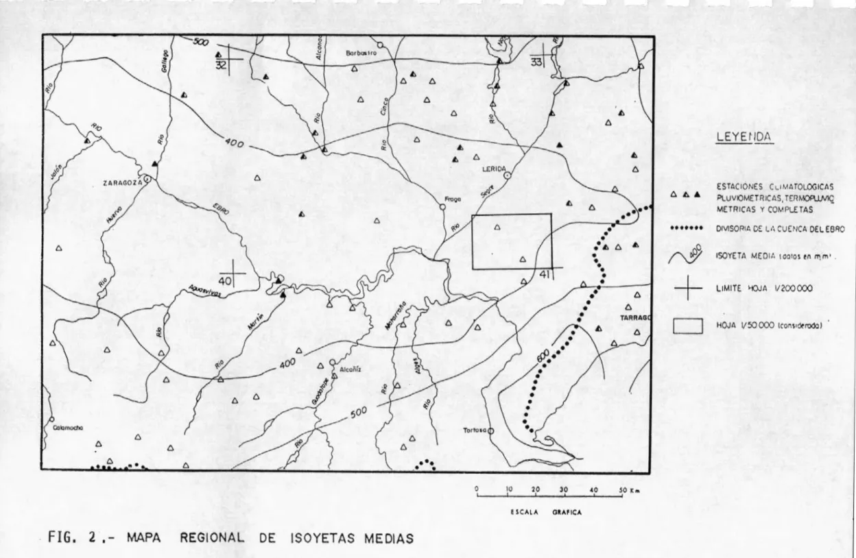 FIG. 2 MAPA REGIONAL DE ISOYETAS MEDIAS