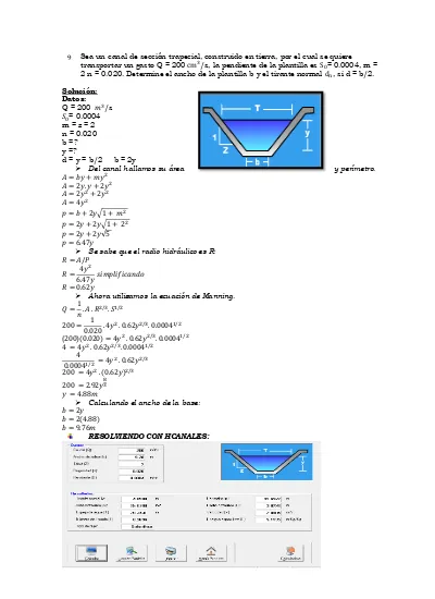 EJERCICIOS RESUELTOS DE ESTRUCTURAS HIDRAULICAS