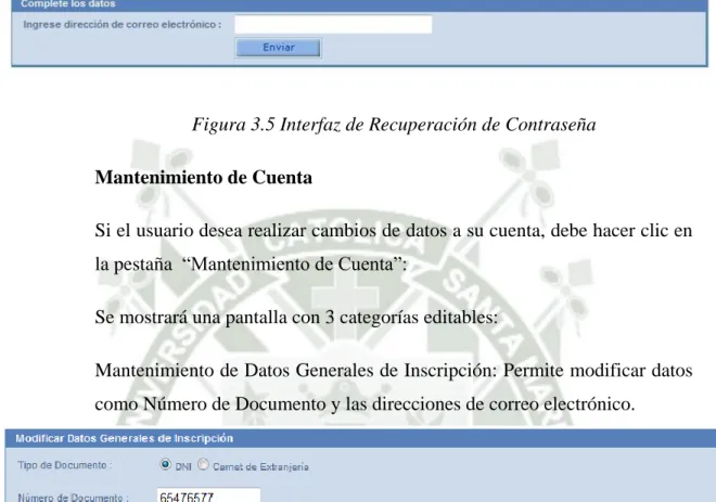 Figura 3.5 Interfaz de Recuperación de Contraseña 