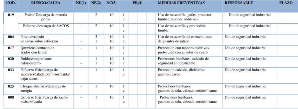 Tabla 6: Matriz de Evaluación de Riesgos. 