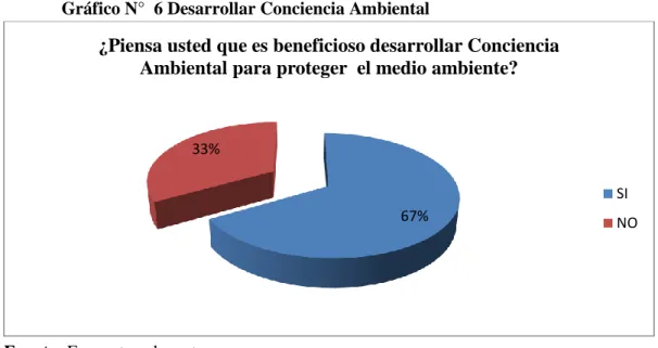 Cuadro Nº  6 Desarrollar Conciencia Ambiental 