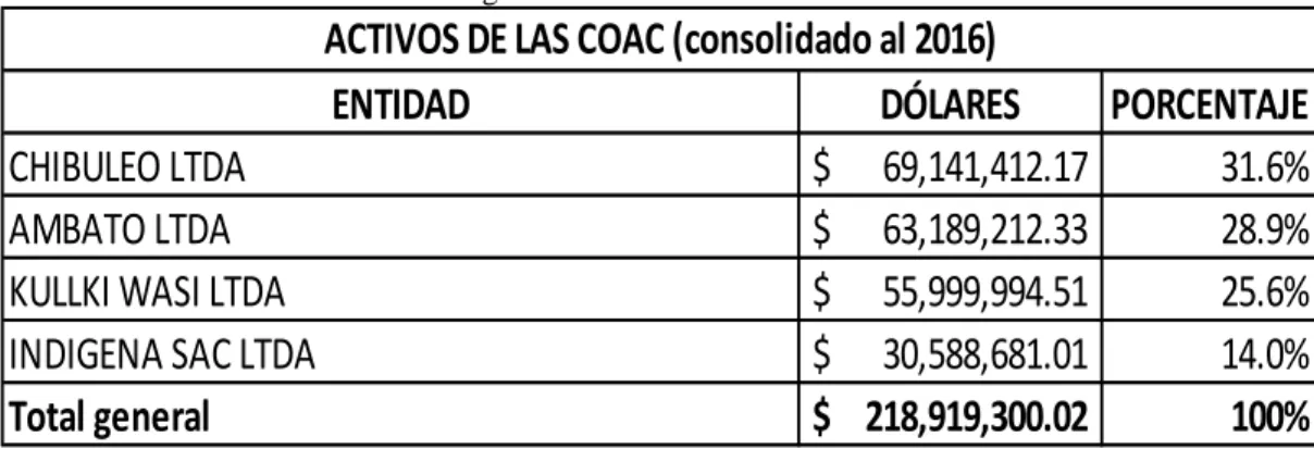 Tabla 6. Activos de las COAC del segmento 2 