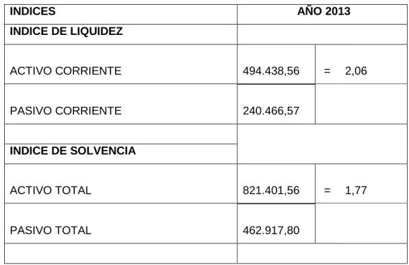 TABLA N°05: Indicadores financieros 