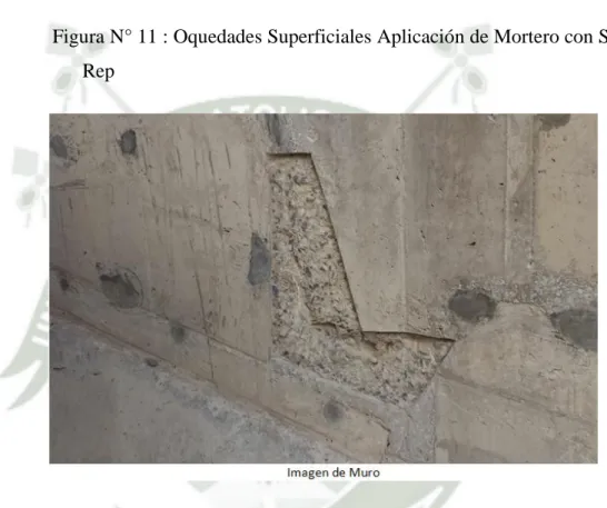 Figura N° 12 : Fotografía-Picado para reparación en Muro desarenador  5.3.5.4.  PROCEDIMIENTO  DE  REPARACIÓN  DE  OQUEDADES  E 