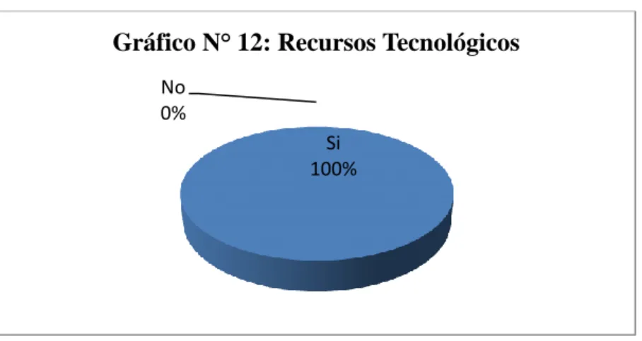 Cuadro N° 12: Recursos tecnológicos  