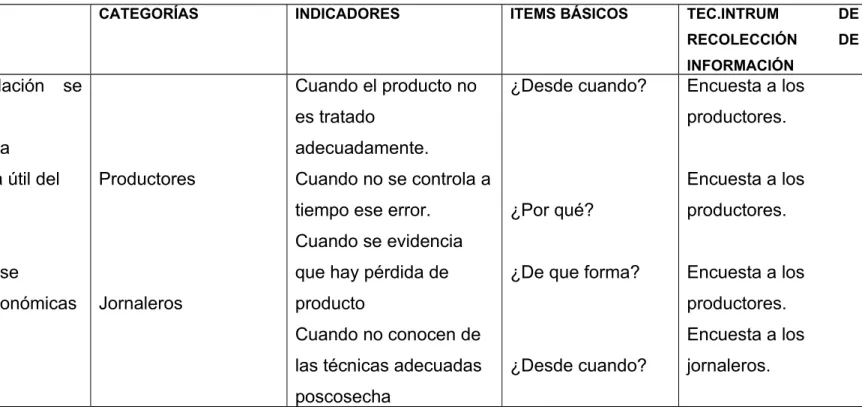 Tabla 2. Operacionalización de la variable independiente: Inadecuada manipulación