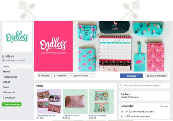Fig. 12 Captura de pantalla del fanpage de Facebook de Endless (mayo 2018) 