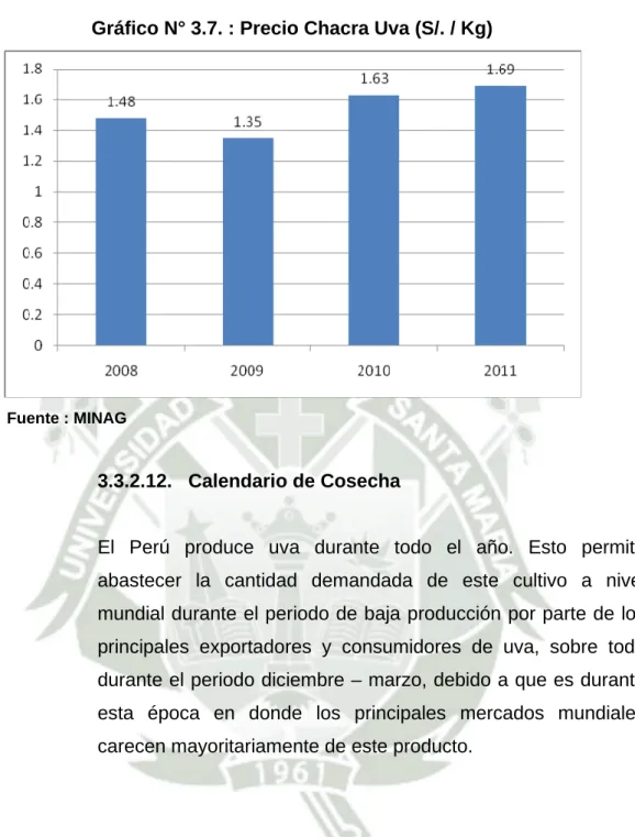 Gráfico N° 3.7. : Precio Chacra Uva (S/. / Kg) 