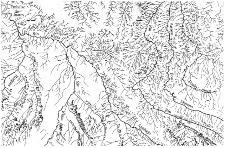 Fig 4: Esquema de la red de drenaje de la Hoja de Ayllón