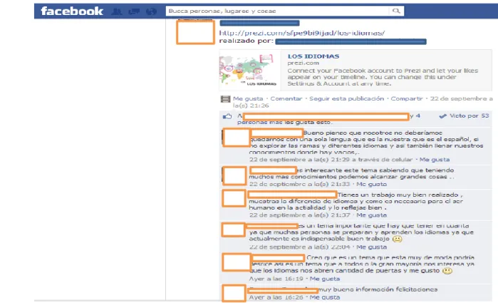Figura 6. Pantallazo de publicación en Facebook. 