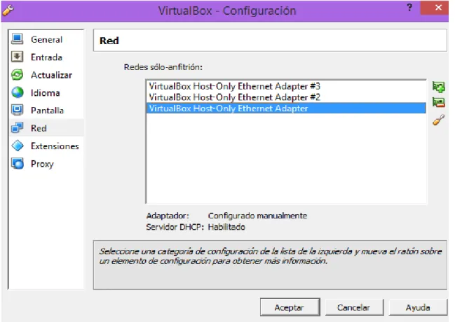Figura 27. Creación de las interfaces Ethernet con la herramienta VirtualBox 