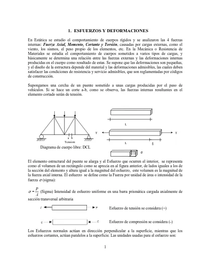 1. ESFUERZO NORMAL Y DEFORMACIÓN UNITARIA