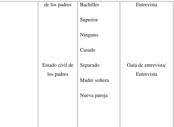 Tabla 2 Operacionalización de variables dependientes 