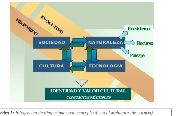 Cuadro 3: Integración de dimensiones que conceptualizan el ambiente (de autoría).  