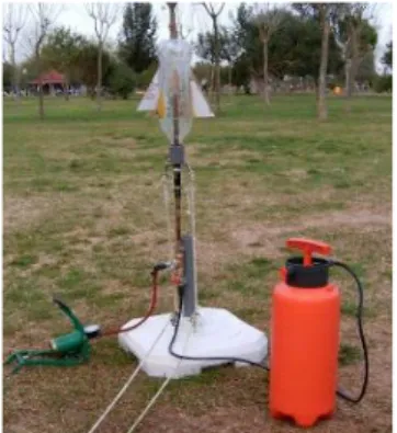 Figura 1. Plataforma de lanzamiento de cohetes de agua, de elaboración casera 