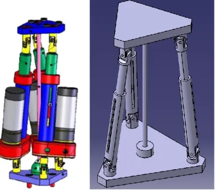 Figura 14. Diseño base [9] y modelo 3D del robot plano paralelo. 