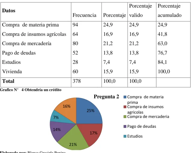 Tabla N°  5  Obtendría un crédito 