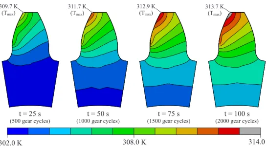 Figure 10: Evolution of the temperature field for the case of study POM-OC8