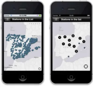 Fig. 10. From left to right, map view without and with clustering analysis, respectively