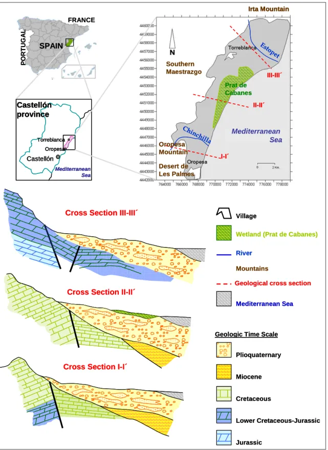 Figure 2. Location map and geological cross sections of the study area 