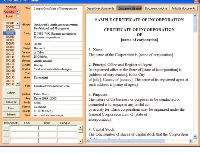 Figure 6. The GENTT corpus compilation interface 