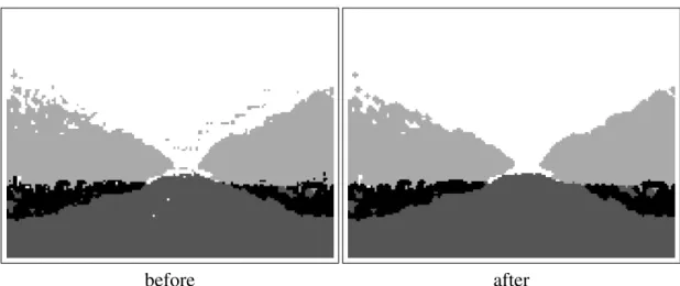 Figure 4. Classification image before and after filtering.