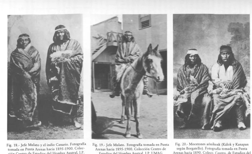 Fig.  18.-  Jefe Mulato  y  el indio Canario.  Fotografia  tomada en Punta Arenas hacia  1895-1900
