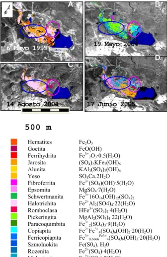 Figura 4. Balsa de lodos meridional: A, B, C y D: 