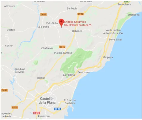 Figura 1. Situación de ENDEKA CERAMICS SAU en la provincia de Castellón 