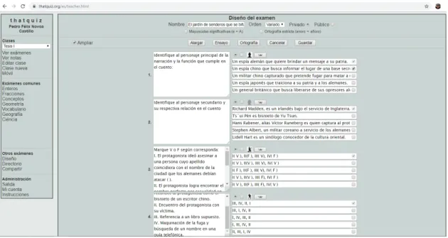 Gráfico 1. Diseño de pruebas en Thatquiz (recortado) 