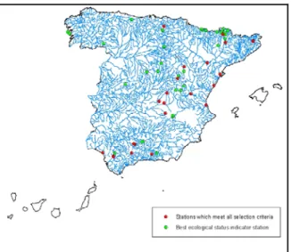 Figure 1. Previous selection of reference sites in  the lake category (CEDEX, 2009a) 