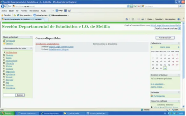 Figura 2: Plataforma educativa de la Sección Departamental de Estadística e I.O. de Melilla.