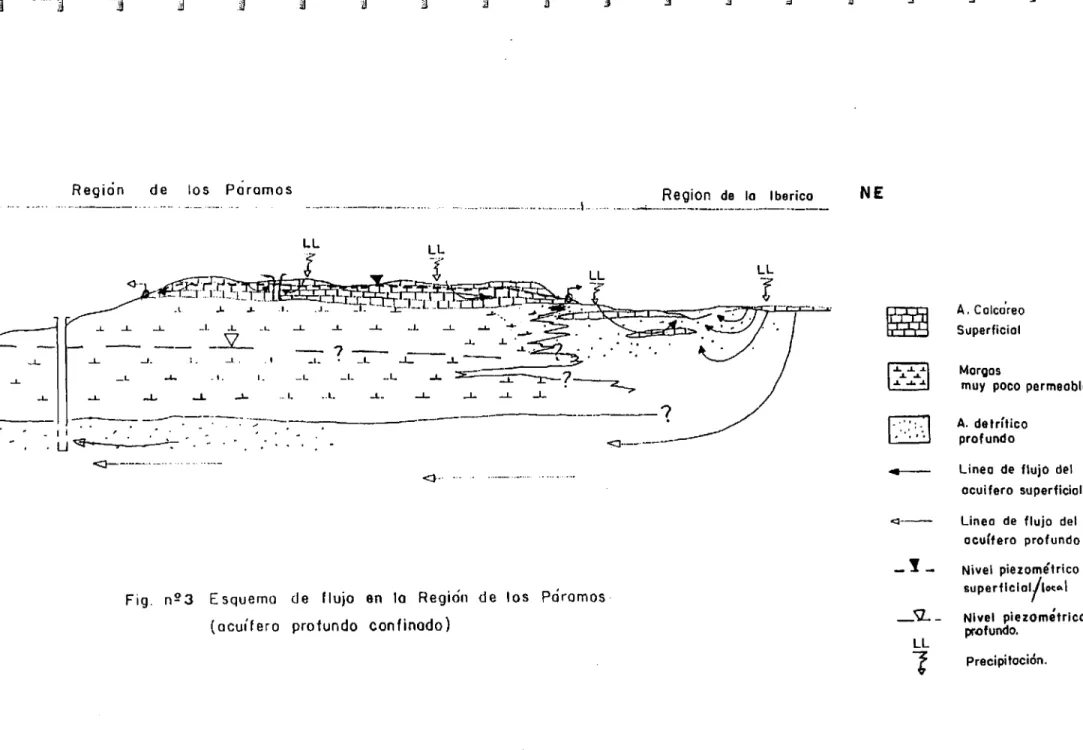Fig. n23 Esquema de flujo en lo Región de los Paramos